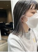 【春日】インナーカラーホワイトグレーシルバー外ハネボブ