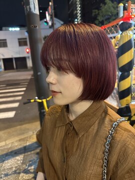 グレースマンカフェ(GRACE MAN CAFE) ワインレッドカラー×ショートボブ