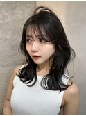 ミニウルフレイヤーカット顔周り前髪韓国ミディアムロング/銀座