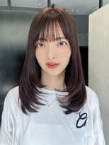 アルバム 銀座(ALBUM GINZA)&nbsp;ロング顔周りレイヤー前髪カット暗めカラー_F20352