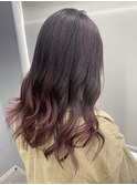 #グラデーションカラー#ボルドー#ケアブリーチ#ウェーブ巻き
