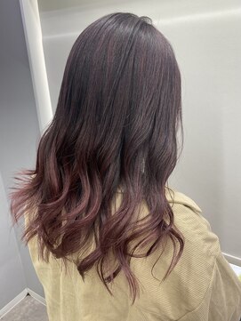 #グラデーションカラー#ボルドー#ケアブリーチ#ウェーブ巻き