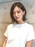 大人可愛い30代40代切りっぱなしボブミディアムレイヤーカット