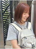 ブリーチ無しダブルカラーハニーブラウン結べるくびれボブ