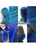 青系カラー、派手髪