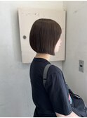 丸みボブ　酸性ストレート　くすみベージュ