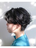 ハンサムショート/パーマ/センターパート/黒髪/豊川/豊橋/田原