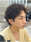渋谷フェザーパーマシャドウパーマゆるめセンターパートウルフ