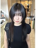 黒髪シャギーストレートロングウルフ10代20代30代