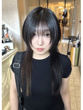 ヘアスタジオ アルス 御池店(hair Studio A.R.S) 黒髪シャギーストレートロングウルフ10代20代30代