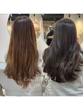 カラ フクオカ(Cara FUKUOKA) ショコラグレージュ&レイヤーカット《福岡透明感カラー》