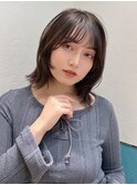 オリーブグレー/ボブ/顔周り/小顔/レイヤー/髪質改善/縮毛矯正