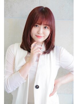 ニューヨークニューヨーク 伏見桃山店(NYNY) 赤茶カラー/内巻きレイヤー/セミロング