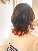 【レディースカット】ミディアムウルフ&インナーカラー