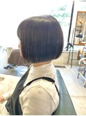 大人かわいい小顔ストレート丸みボブショコラアッシュ
