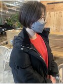 ナチュラルベージュ×丸みショート