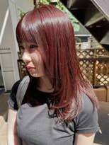 ラレイ ハラジュク(Lalei harajuku)&nbsp;【白石】韓国レイヤーカットブリーチなしワインレッド原宿