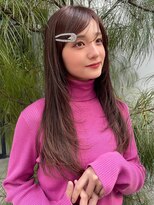 ノラギンザユー(NORA GINZA/U)&nbsp;ロングレイヤーカットオリーブベージュ顔まわりカット