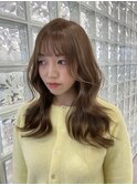 韓国ヘア顔周りレイヤーミルクティーベージュグレージュカラー
