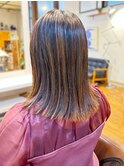 白髪染め白髪ぼかし大人かわいいミディアムショートボブ40代50代