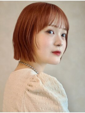 ガーデンヨコハマエスト(GARDEN YOKOHAMA est) フェイスレイヤー くびれヘア レイヤーボブアプリコットオレンジ