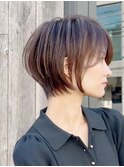 ショートボブ髪型30代40代50代前髪あり前髪無し面長丸顔【西村ss