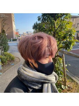 ラクヘアー 上福岡店 トレンド暖色系オレンジカラー柔らかウェーブ毛束感モテスタイル