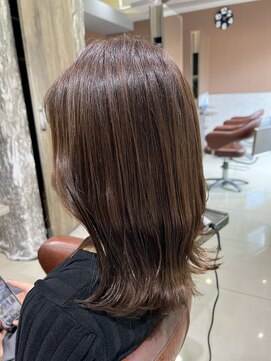 ヘアリゾートエーアイ 高田馬場店(hair resort Ai) 20代30代40代マロンベージュ/Aラインボブ/かきあげ[高田馬場駅]