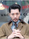 ツイストパーマ七三オールバックマッシュウルフスリークショート