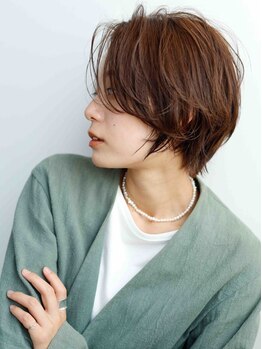 ネル 千早 香椎(nell.)の写真/【小顔魅せショートで大人可愛い！】経験豊富なスタイリストが"高技術×ハイクオリティ"を実現♪