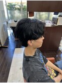 センターパート×無造作