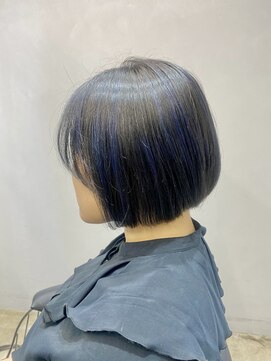 エトラ 渋谷店(etora) ネイビーブルーハイライト　ボブ