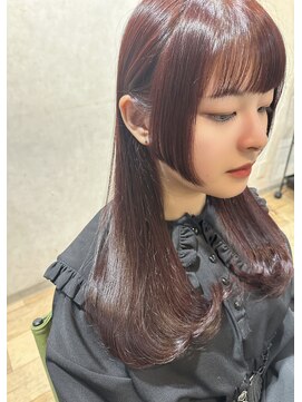 美容室 アクター 姫カット○レッドブラウン