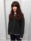 red/ワインレッド 赤髪 パーマ ロングヘア