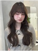くびれロングレイヤースタイル韓国ヘア髪質改善小顔前髪カット