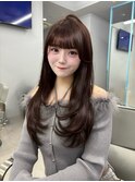ミディアムレイヤーハッシュカット顔周りレイヤーカット韓国ヘア