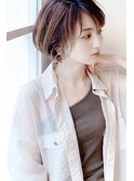 夏ボブ耳かけ毛先パーマイメチェンフォギーベージュショート