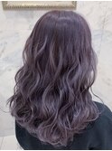パープルガーネット/セミロング/ツヤ感