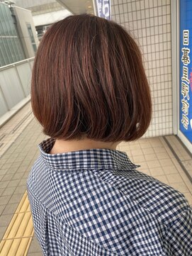 スタジオ アルファプラス 日暮里店(studio α+) 前下りボブ×ピンクベージュ【スタジオアルファプラス日暮里】