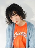 ボブパーマ 黒髪 クルクル ラフパーマ