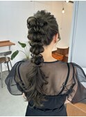 編みおろしポニースタイル