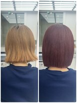 ビューブルー 亀戸錦糸町(VIEW BLUE)&nbsp;美髪シアーカラーピンクブラウンショートカット切りっぱなしボブ