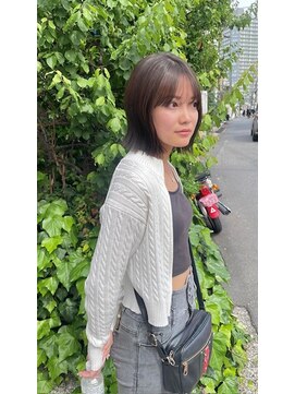 シンク オモテサンドウ(sync omotesando) ブリーチなしオリーブグレーボブ