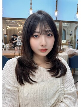 ロンドアベニール 北千住(Lond avenir) ミニウルフレイヤーカット顔周り前髪韓国ミディアムロング北千住