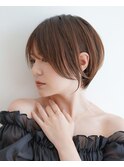 大人可愛い20代30代40代黒髪前下がりショートボブ丸みショート◎