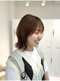 ストレートくびれヘアアプリコットオレンジ夏のヘアアレンジ