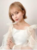 くびれヘアアプリコットオレンジ夏ヘアハイライトカラー        