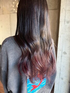 ヘアーアンドメイク ファット(Hair&Make PHAT) ゆるふわラフウェーブ巻きローズブラウンエンドカラー艶カラー