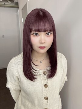 ミル 心斎橋(MIL) チェリーピンク/艶髪セミロング/顔周りレイヤー/心斎橋