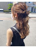 ハーフアップ　ゆるふわ